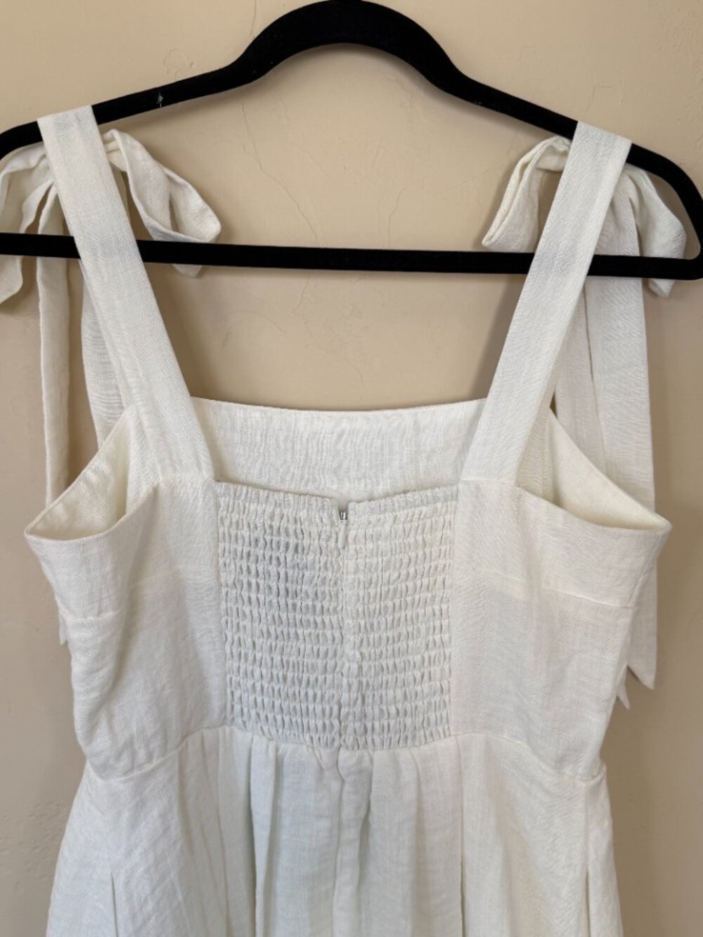 Sam Edelman White Tie Strap A-Line Mini Dress Linen Cottagecore Summer Boho - Picture 4 of 9